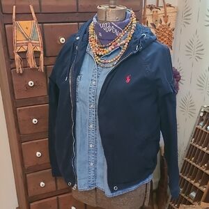 Polo by Ralph Lauren Blue and Yellow Tag Navy Lightweight Jacket Size Medium